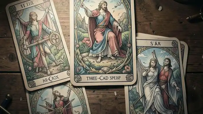 расклад для планирования — иллюстрация карт Таро на столе