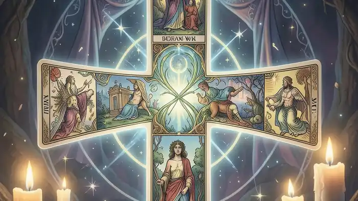 расклад для Райдера-Уэйта — изображение расклада Таро в виде креста и круга