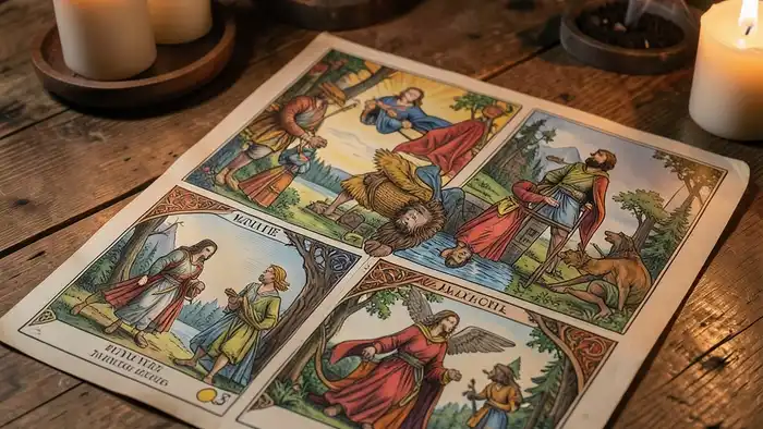 расклад для Райдера-Уэйта — кельтск��й крест на столе