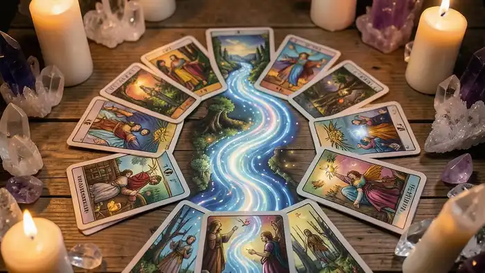 расклад для визуализации Таро, образ реки из карт