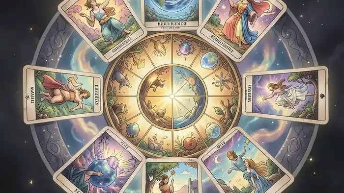 расклад колесо баланса жизни — визуальная схема с восьмью картами