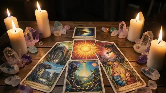 расклад на блокировку – карта с изображением стены и солнца