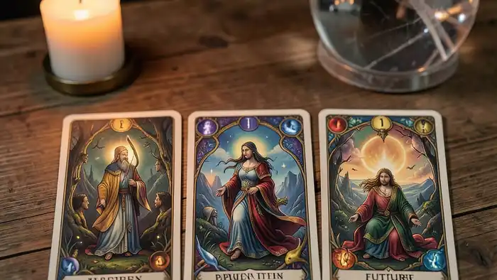 расклад на прошлое настоящее будущее изображение расклада Таро