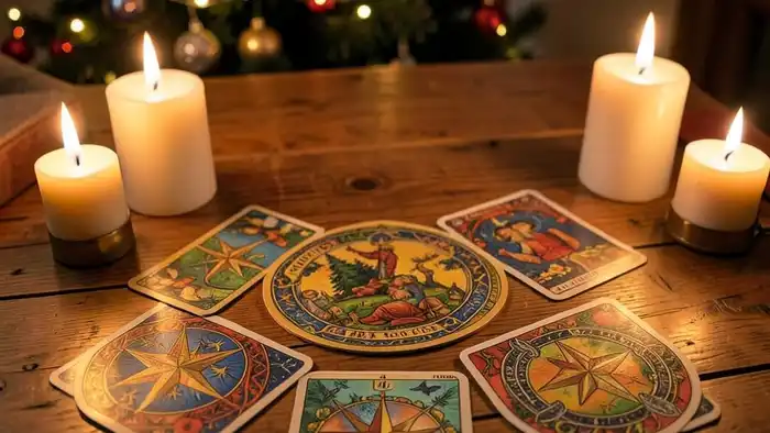 расклад на Рождество таро изображение расклада на праздничном фоне