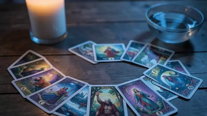 расклад на стихию воды — визуальная карта с волнообразным расположением карт