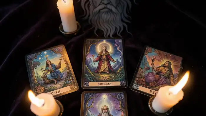расклад на тень Юнга — мистический набор карт таро на тёмном бархате