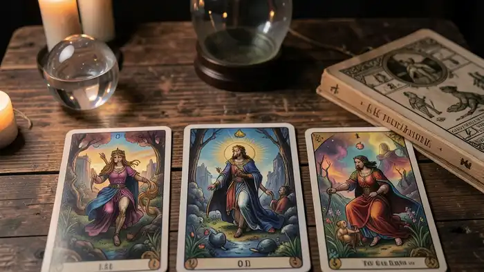 расклад на три карты — изображение расклада Таро