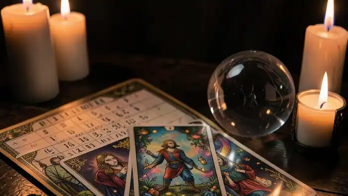 расклад по дате рождения — изображение таро на фоне календаря