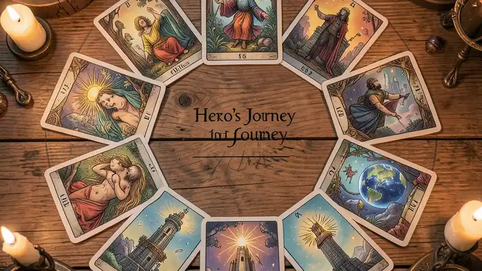 расклад путешествие героя – визуальная схема с картами Таро