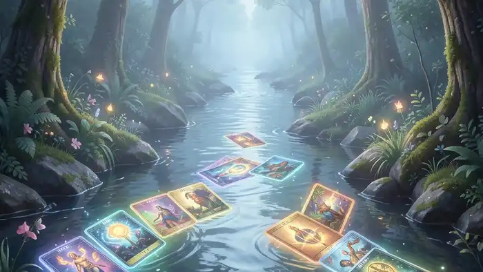 расклад река жизни — изображение реки с плавающими картами Тар��