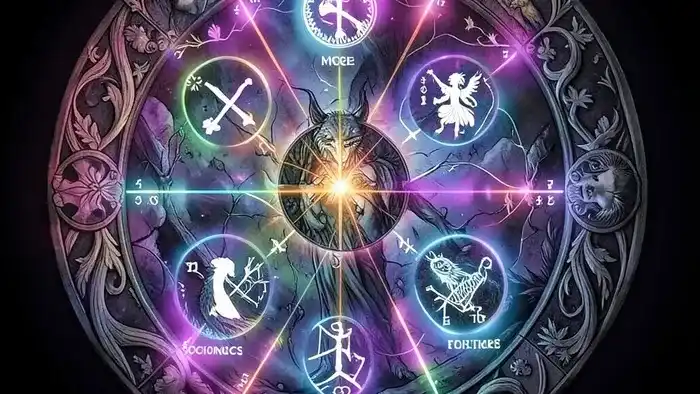 расклад соционика и таро — иллюстрация расклада Кельтский крест с символами соционики