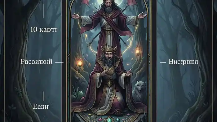 Расклад Таро на диагноз из 10 карт на деревянном столе, схема позиций для анализа здоровья