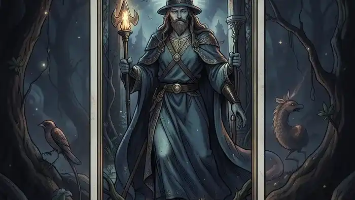 Расклад Таро 12 домов на наследственные проблемы — символическое изображение дерева с корнями и таро картами, как связь рода и судьбы.