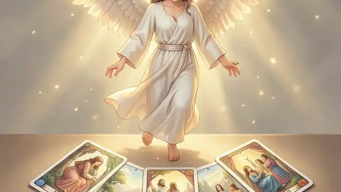 Расклад Таро «ангел‑хранитель» на бывшего – изображение ангела‑хранителя над картами
