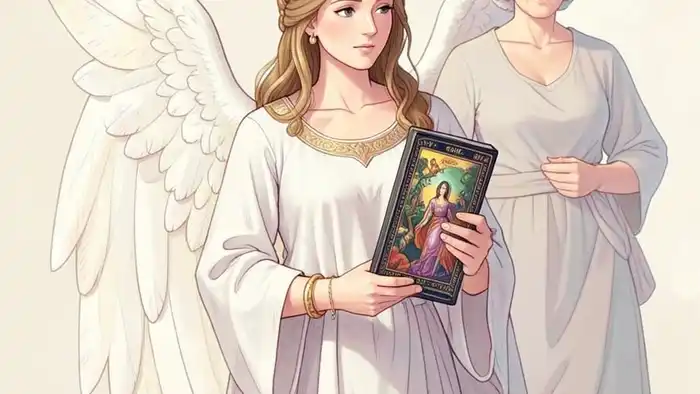 Расклад Таро «ангел-хранитель» на тещу и отношения – изображение ангела‑хранителя с колодой Таро