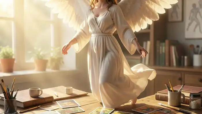 Расклад Таро «ангел‑хранитель» на творческий проект, карта Ангела Хранителя, творческий стол