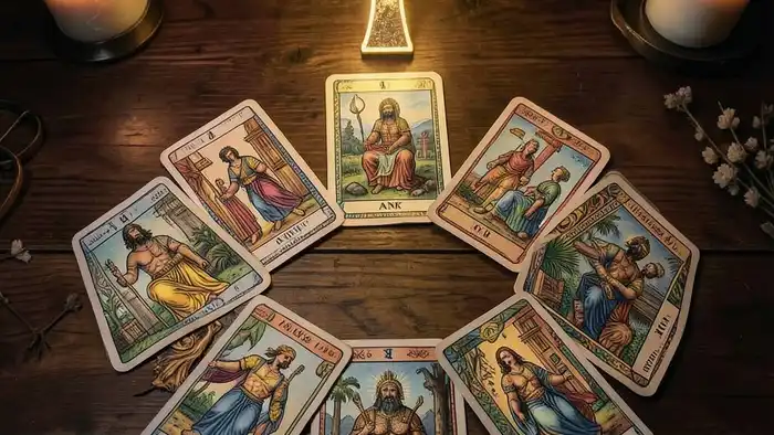 Расклад Таро «анкх» на штраф – визуальная схема с картами и символом анкх