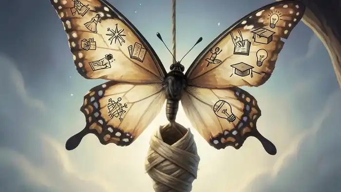 Расклад Таро Бабочка на обучение — символ трансформации через знание, объединяющий арканы Таро и атрибуты образования