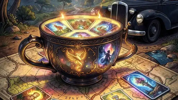 Расклад Таро «чаша» на автопутешествие – визуальная иллюстрация