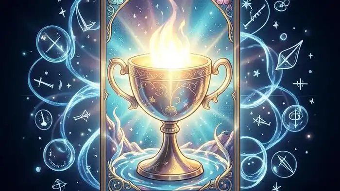 Расклад Таро «чаша» на неожиданность — изображение карты чаши с мистическим светом