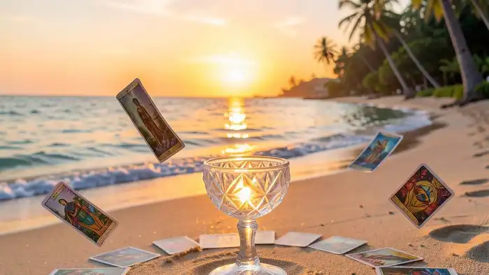 Таро "чаша" на Таиланд – чашка с картами на пляже