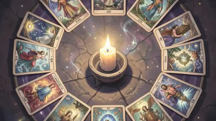 Расклад Таро «часы» на защиту — изображение круга из карт
