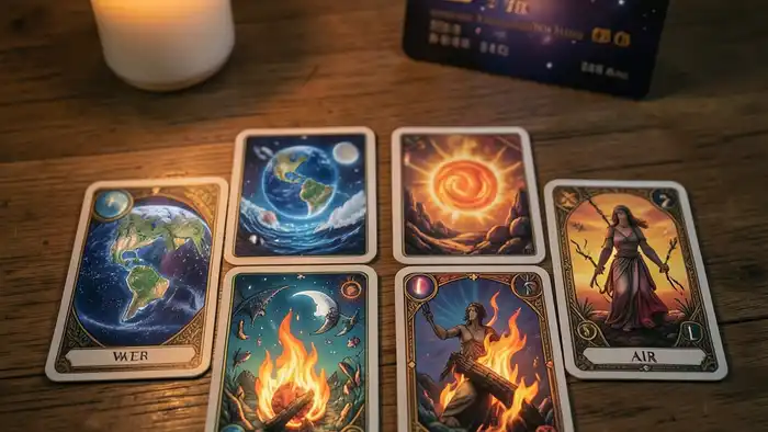 Расклад Таро четыре стихии на кредит, визуализация элементов
