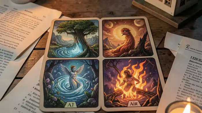 Расклад Таро «четыре стихии» на разделение имущества, символы стихий и юридические документы