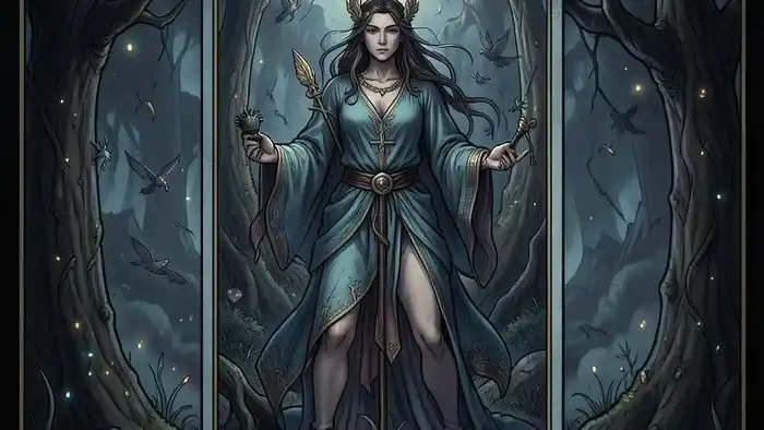 Расклад Таро Да или Нет на предназначение — одна карта, освещенная таинственным светом на темном фоне