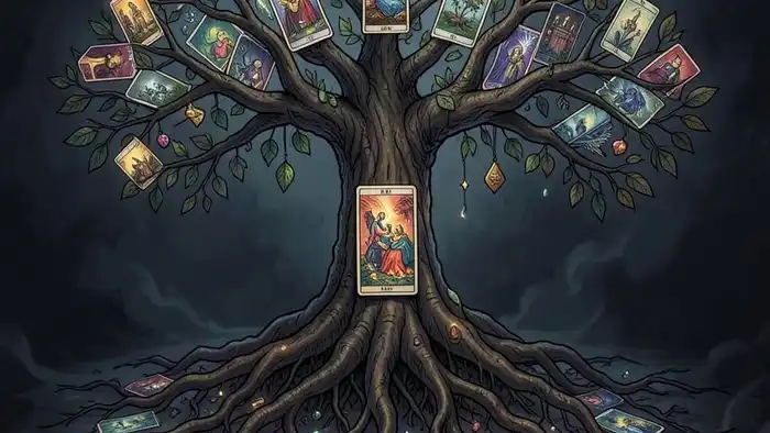 Расклад Таро «дерево жизни» на бедность — иллюстрация дерева из карт
