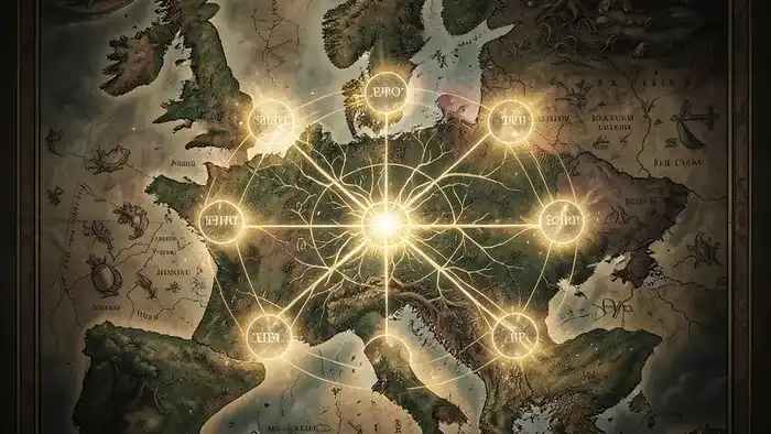 Расклад Таро Дерево Жизни на Европу — схематичное наложение континента на каббалистическое древо с Сефирот