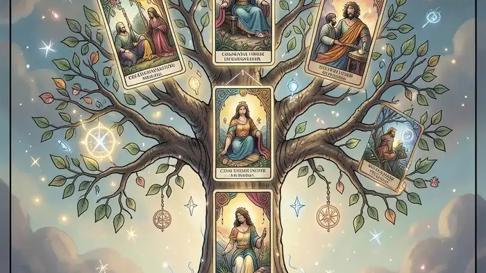 Расклад Таро дерево жизни на коммуникацию, изображение расклада на дереве