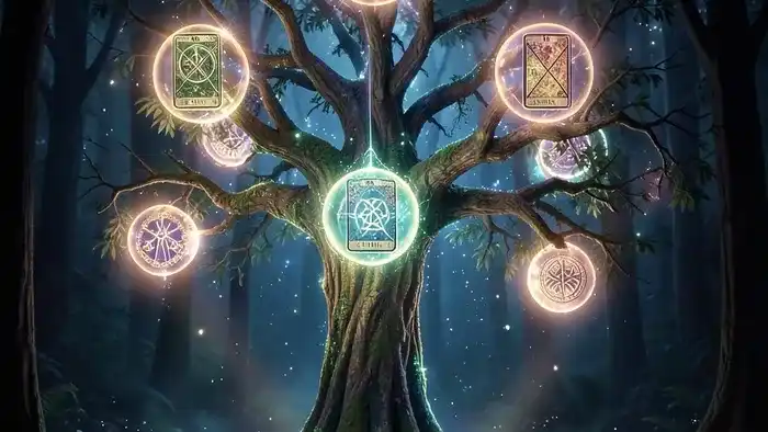 Расклад Таро «Древо Сефирот» – изображение Древа Сефирот с картами Таро