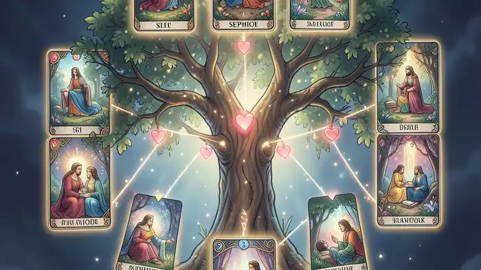 Расклад Таро «Древо Сефирот» на энергию пары, изображение расклада