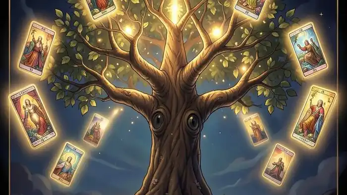 Расклад Таро «Древо Сефирот» на повышение – изображение Древа Сефирот с картами Таро