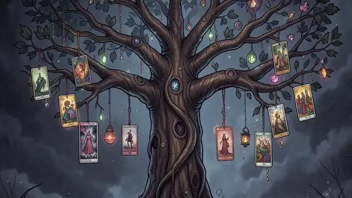 Расклад Таро «Древо Сефирот» на ревность – изображение древо с картами