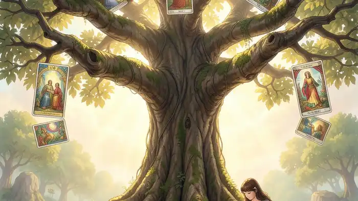 Расклад Таро «Древо Сефирот» на семью — иллюстрация дерева Сефирот с картами