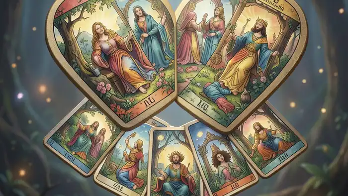 Расклад Таро два сердца на компенсацию – визуальная схема