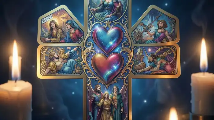 Расклад Таро «два сердца» на крестного — визуальная иллюстрация