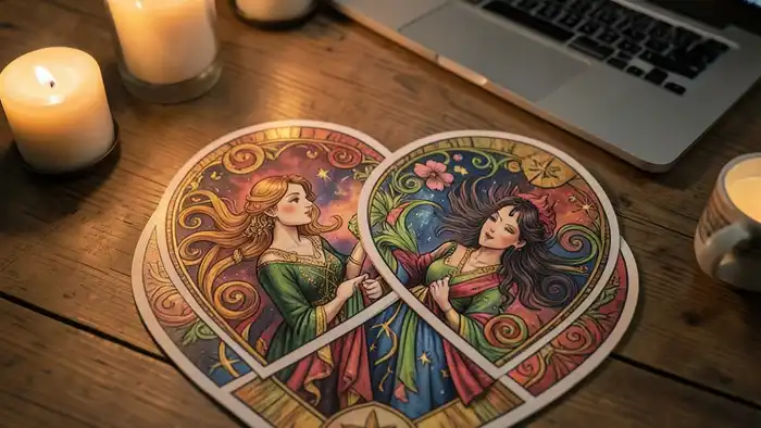 Расклад Таро два сердца на новую работу, изображение