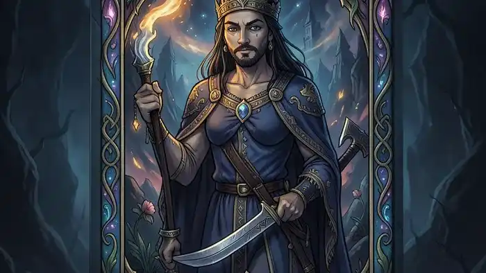 Расклад Таро Елочка на новую работу — схема карт в форме треугольника на тёмном фоне