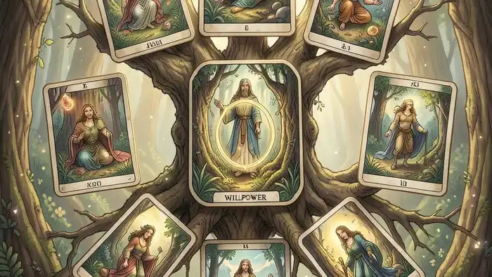 Расклад Таро «елочка» на силу воли – визуальное изображение
