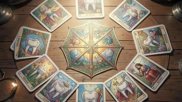 Расклад Таро гексаграмма на зубы иллюстрация