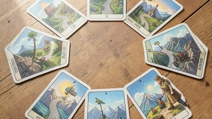 Расклад Таро годовой на 12 месяцев для автопутешествия, карта с дорожными символами