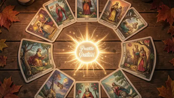 Расклад Таро годовой на 12 месяцев на благодарность – визуальная композиция