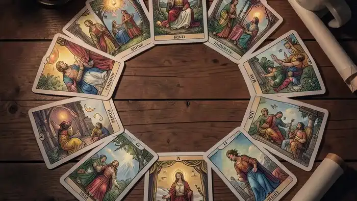 Расклад Таро «годовой на 12 месяцев» на диплом — карта, свеча, диплом