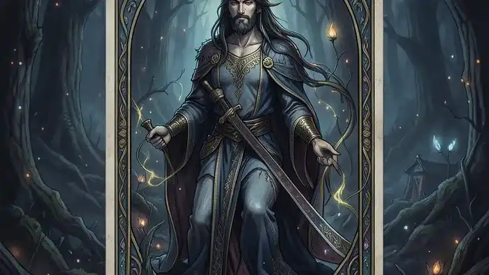 Расклад Таро Годовой на 12 месяцев на повышение: схема карт по кругу как часы на фоне рабочего стола с видом на город