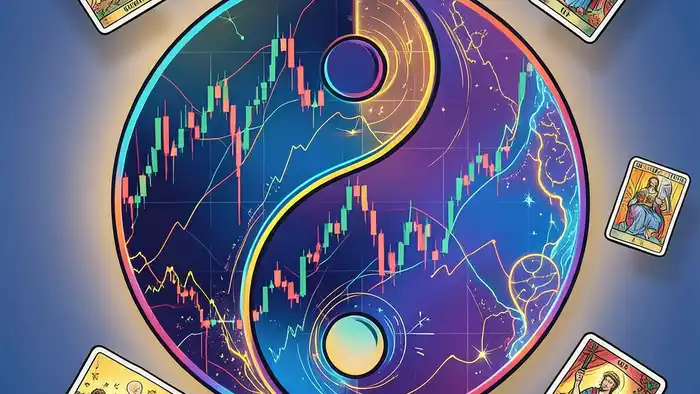 Расклад Таро «инь-ян» на акции – символ Инь‑Ян с графиками акций