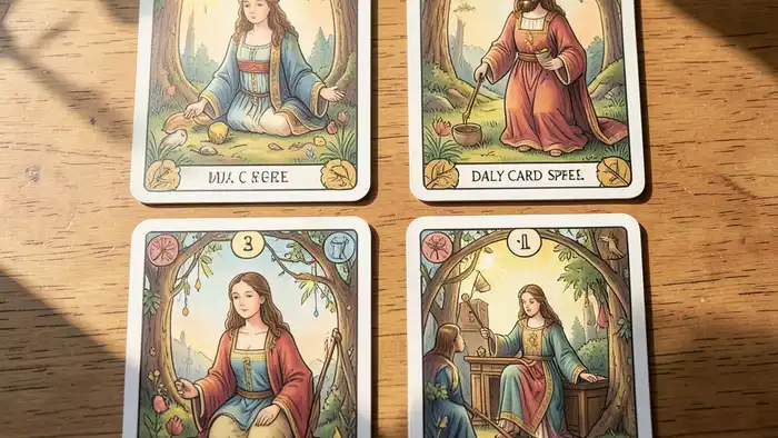 Расклад Таро «карта дня» на мачеху – изображение карт на столе