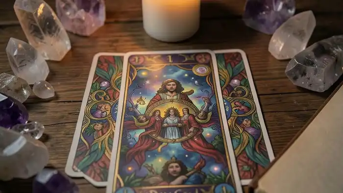 Расклад Таро «карта дня» на поиск себя, изображение расклада на столе